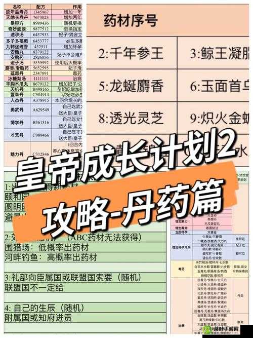 皇帝成长计划 2 丹药：神奇功效大揭秘